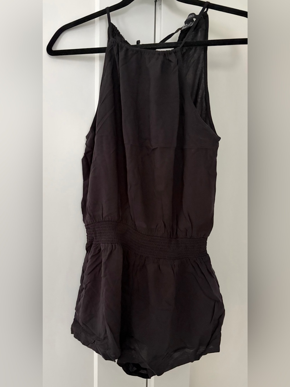 Forever 21 Black Sleeveless Smocked-Waist Romper